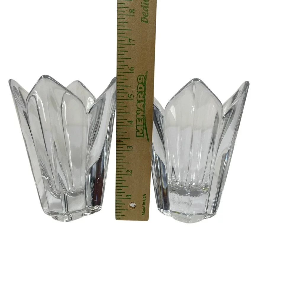Orrefors Sweden Heavy Crystal Vase Lot of 2 Flower Tulip